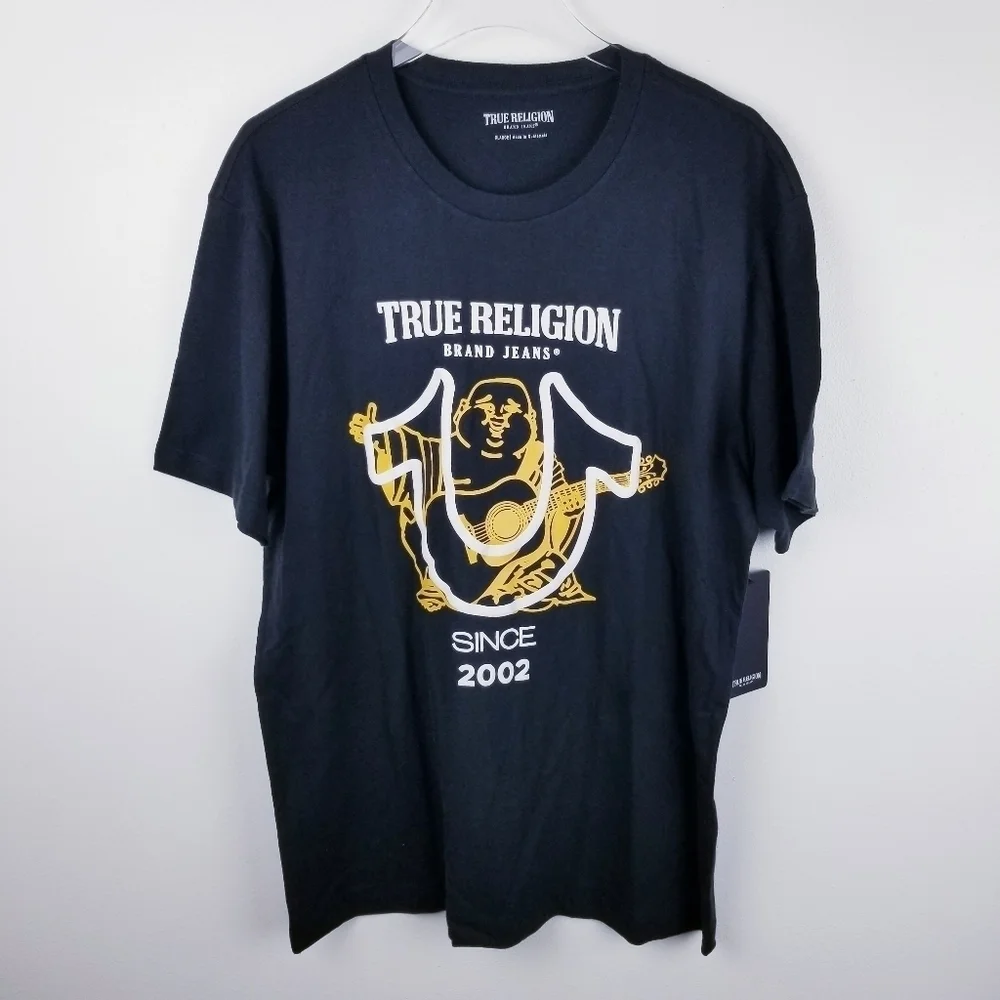 True Religion SS Hitchhike Buddha Short Sleeve Black Tee NWT size XL